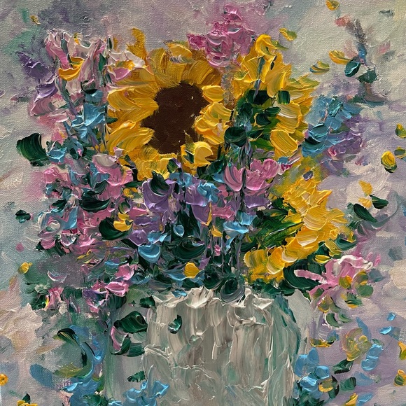 Other - “SUNFLOWER HAPPINESS” ORIGINAL ACRYLIC FLORAL PAINTING by me